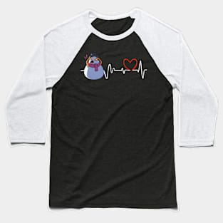 Heartbeat Christmas Snowman Face Warming Up Heart Frequency Baseball T-Shirt